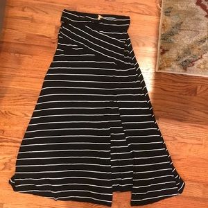 Anthropologie black and white striped maxi skirt